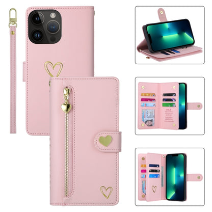 For iPhone 13 Pro Max POLA Love Multi-Card Slots Zipper Wallet Leather Phone Case(Pink) - iPhone 13 Pro Max Cases by POLA | Online Shopping UK | buy2fix