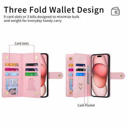 For iPhone 13 Pro Max POLA Love Multi-Card Slots Zipper Wallet Leather Phone Case(Pink) - iPhone 13 Pro Max Cases by POLA | Online Shopping UK | buy2fix