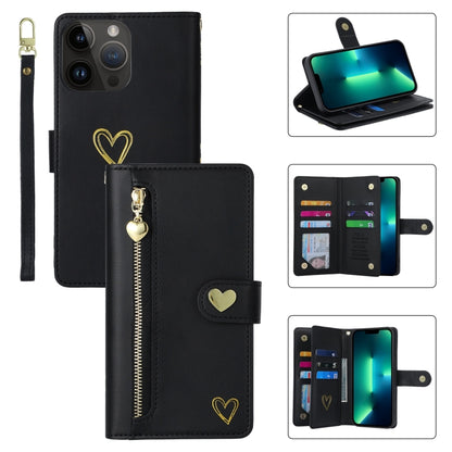 For iPhone 13 Pro Max POLA Love Multi-Card Slots Zipper Wallet Leather Phone Case(Black) - iPhone 13 Pro Max Cases by POLA | Online Shopping UK | buy2fix