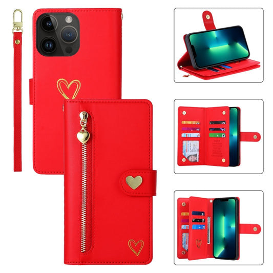For iPhone 13 Pro Max POLA Love Multi-Card Slots Zipper Wallet Leather Phone Case(Red) - iPhone 13 Pro Max Cases by POLA | Online Shopping UK | buy2fix