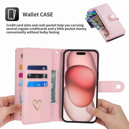 For iPhone 14 POLA Love Multi-Card Slots Zipper Wallet Leather Phone Case(Pink) - iPhone 14 Cases by POLA | Online Shopping UK | buy2fix