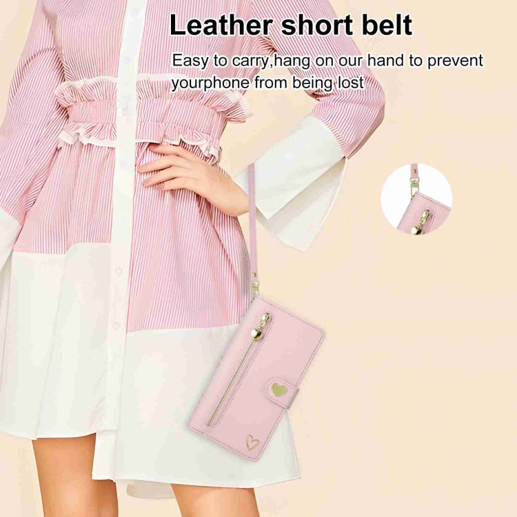 For iPhone 15 Plus POLA Love Multi-Card Slots Zipper Wallet Leather Phone Case(Pink) - iPhone 15 Plus Cases by POLA | Online Shopping UK | buy2fix