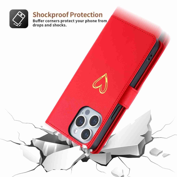 For iPhone 15 Pro Max POLA Love Multi-Card Slots Zipper Wallet Leather Phone Case(Red) - iPhone 15 Pro Max Cases by POLA | Online Shopping UK | buy2fix