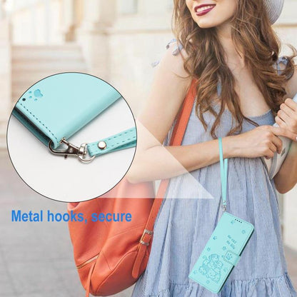 For iPhone Air Embossed Kitten Phone Leather Case with Lanyard(Mint Green) - iPhone Air Cases by buy2fix | Online Shopping UK | buy2fix