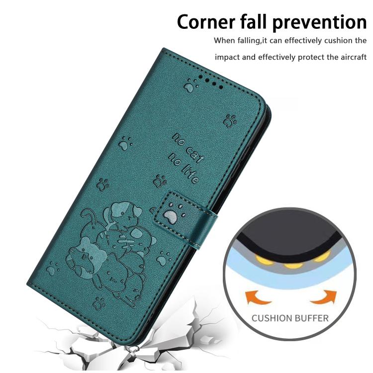 For iPhone Air Embossed Kitten Phone Leather Case with Lanyard(Dark Green) - iPhone Air Cases by buy2fix | Online Shopping UK | buy2fix