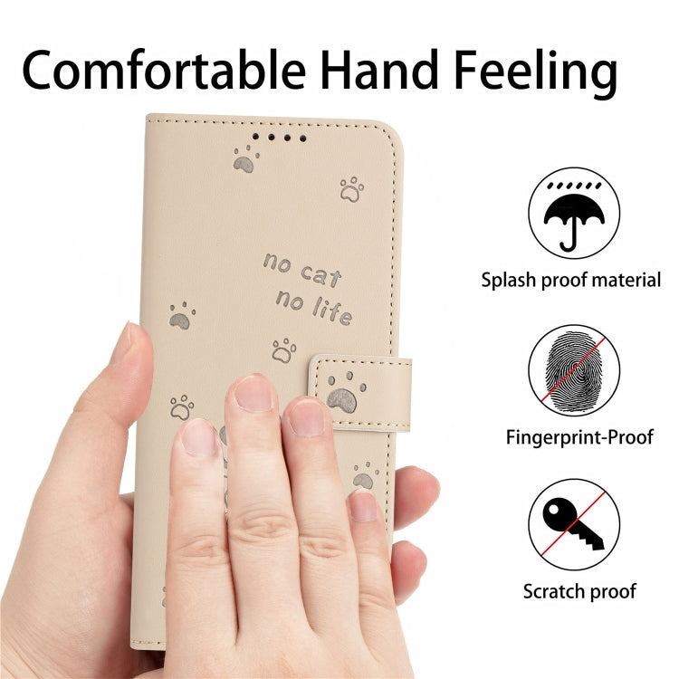 For Tecno Spark Go 2024 4G Embossed Kitten Phone Leather Case with Lanyard(Beige) - Tecno Cases by buy2fix | Online Shopping UK | buy2fix