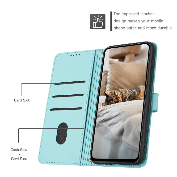 For Tecno Spark Go 2024 4G Embossed Kitten Phone Leather Case with Lanyard(Mint Green) by buy2fix