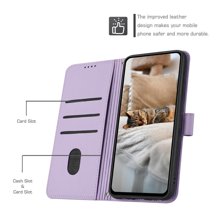 For Motorola Edge 2024 5G Embossed Kitten Phone Leather Case with Lanyard(Purple) by buy2fix