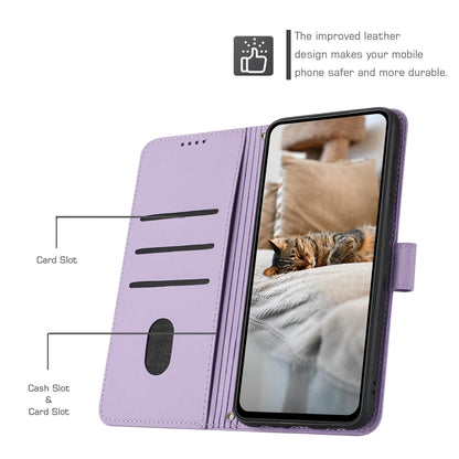 For Motorola Edge 2024 5G Embossed Kitten Phone Leather Case with Lanyard(Purple) by buy2fix