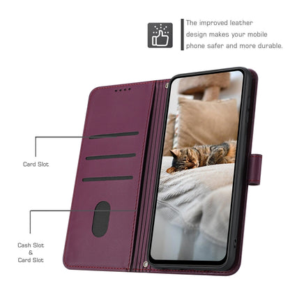 For Motorola Edge 2024 5G Embossed Kitten Phone Leather Case with Lanyard(Wine Red) - Motorola Cases by buy2fix | Online Shopping UK | buy2fix