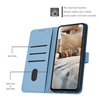 For Motorola Moto G 5G 2024 Embossed Kitten Phone Leather Case with Lanyard(Blue) by buy2fix