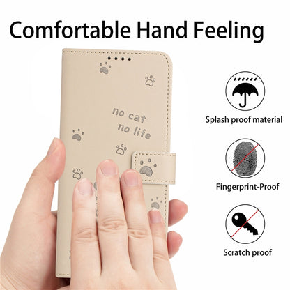 For Motorola Moto G Stylus 5G 2024 Embossed Kitten Phone Leather Case with Lanyard(Beige) by buy2fix