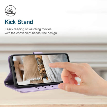 For Samsung Galaxy S25+ / S24+ 5G Embossed Kitten Phone Leather Case with Lanyard(Purple) by buy2fix