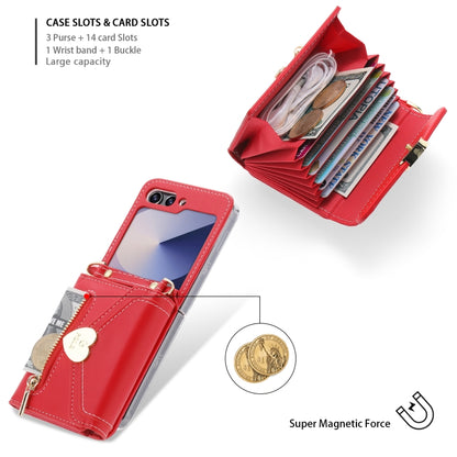 For Samsung Galaxy Z Flip6 / Flip7 FE POLA Love Buckle Multi-Card Slots Zipper Wallet Phone Case(Red) - Galaxy Z Flip6 5G Cases by POLA | Online Shopping UK | buy2fix