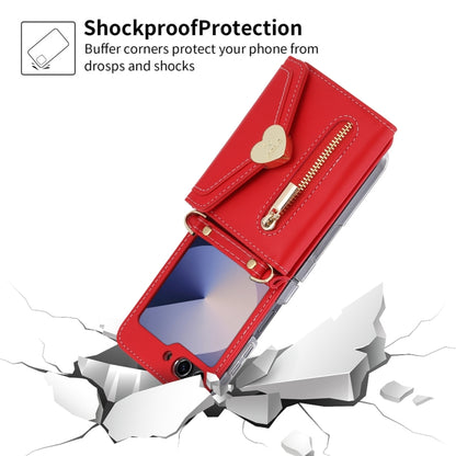 For Samsung Galaxy Z Flip6 / Flip7 FE POLA Love Buckle Multi-Card Slots Zipper Wallet Phone Case(Red) - Galaxy Z Flip6 5G Cases by POLA | Online Shopping UK | buy2fix