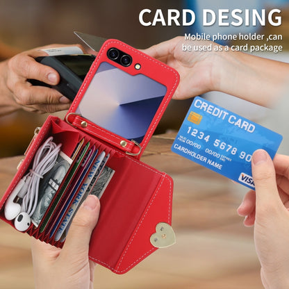 For Samsung Galaxy Z Flip6 / Flip7 FE POLA Love Buckle Multi-Card Slots Zipper Wallet Phone Case(Red) - Galaxy Z Flip6 5G Cases by POLA | Online Shopping UK | buy2fix