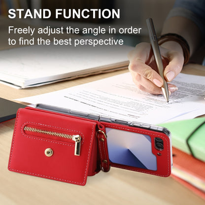 For Samsung Galaxy Z Flip6 / Flip7 FE POLA Love Buckle Multi-Card Slots Zipper Wallet Phone Case(Red) - Galaxy Z Flip6 5G Cases by POLA | Online Shopping UK | buy2fix