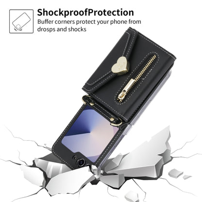 For Samsung Galaxy Z Flip6 / Flip7 FE POLA Love Buckle Multi-Card Slots Zipper Wallet Phone Case(Black) - Galaxy Z Flip6 5G Cases by POLA | Online Shopping UK | buy2fix