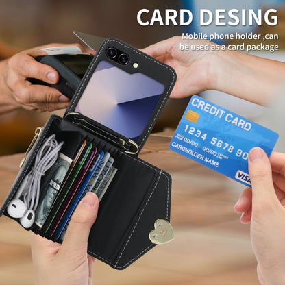 For Samsung Galaxy Z Flip6 / Flip7 FE POLA Love Buckle Multi-Card Slots Zipper Wallet Phone Case(Black) - Galaxy Z Flip6 5G Cases by POLA | Online Shopping UK | buy2fix