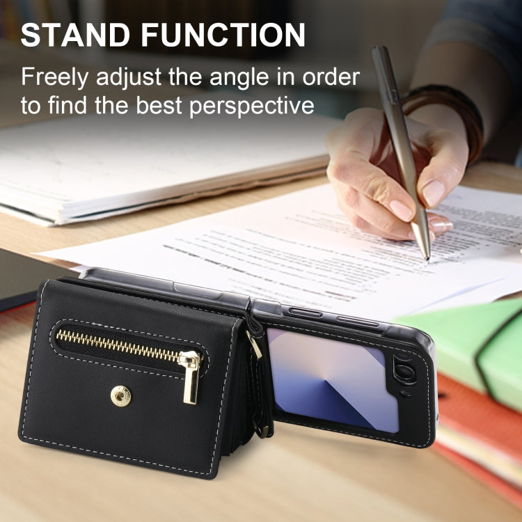 For Samsung Galaxy Z Flip6 / Flip7 FE POLA Love Buckle Multi-Card Slots Zipper Wallet Phone Case(Black) - Galaxy Z Flip6 5G Cases by POLA | Online Shopping UK | buy2fix