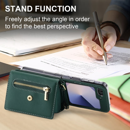 For Samsung Galaxy Z Flip6 / Flip7 FE POLA Love Buckle Multi-Card Slots Zipper Wallet Phone Case(Green) - Galaxy Z Flip6 5G Cases by POLA | Online Shopping UK | buy2fix