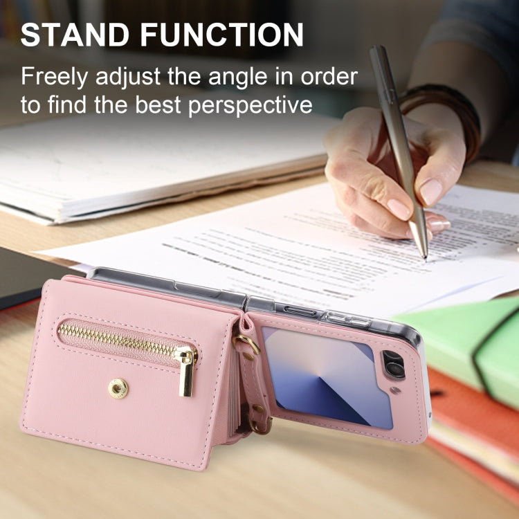 For Samsung Galaxy Z Flip6 / Flip7 FE POLA Love Buckle Multi-Card Slots Zipper Wallet Phone Case(Pink) - Galaxy Z Flip6 5G Cases by POLA | Online Shopping UK | buy2fix