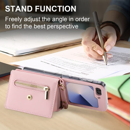 For Samsung Galaxy Z Flip6 / Flip7 FE POLA Love Buckle Multi-Card Slots Zipper Wallet Phone Case(Pink) - Galaxy Z Flip6 5G Cases by POLA | Online Shopping UK | buy2fix