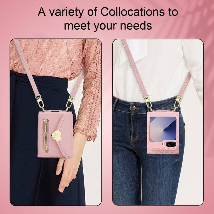 For Samsung Galaxy Z Flip6 / Flip7 FE POLA Love Buckle Multi-Card Slots Zipper Wallet Phone Case(Pink) - Galaxy Z Flip6 5G Cases by POLA | Online Shopping UK | buy2fix