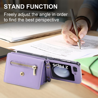 For Samsung Galaxy Z Flip5 POLA Love Buckle Multi-Card Slots Zipper Wallet Phone Case(Purple) - Galaxy Z Flip5 Cases by POLA | Online Shopping UK | buy2fix