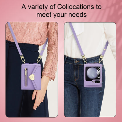 For Samsung Galaxy Z Flip5 POLA Love Buckle Multi-Card Slots Zipper Wallet Phone Case(Purple) - Galaxy Z Flip5 Cases by POLA | Online Shopping UK | buy2fix