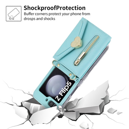For Samsung Galaxy Z Flip5 POLA Love Buckle Multi-Card Slots Zipper Wallet Phone Case(Blue) - Galaxy Z Flip5 Cases by POLA | Online Shopping UK | buy2fix