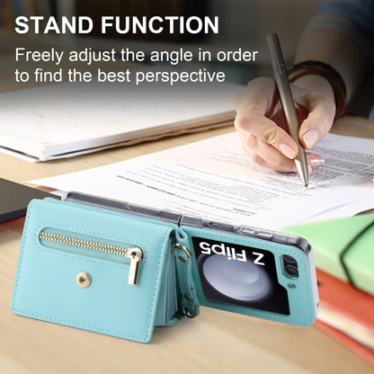 For Samsung Galaxy Z Flip5 POLA Love Buckle Multi-Card Slots Zipper Wallet Phone Case(Blue) - Galaxy Z Flip5 Cases by POLA | Online Shopping UK | buy2fix