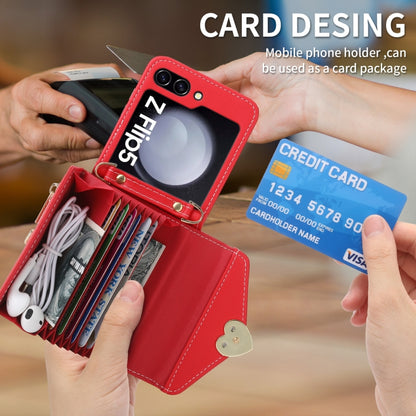 For Samsung Galaxy Z Flip5 POLA Love Buckle Multi-Card Slots Zipper Wallet Phone Case(Red) - Galaxy Z Flip5 Cases by POLA | Online Shopping UK | buy2fix
