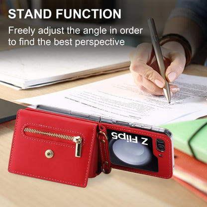 For Samsung Galaxy Z Flip5 POLA Love Buckle Multi-Card Slots Zipper Wallet Phone Case(Red) - Galaxy Z Flip5 Cases by POLA | Online Shopping UK | buy2fix