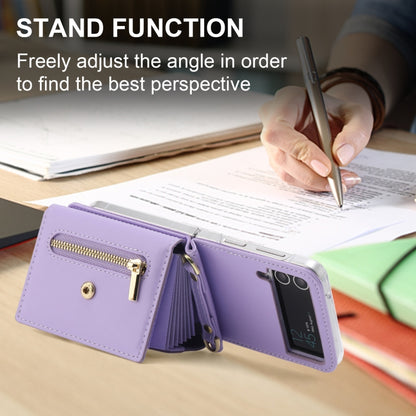 For Samsung Galaxy Z Flip4 POLA Love Buckle Multi-Card Slots Zipper Wallet Phone Case(Purple) - Galaxy Z Flip4 5G Cases by POLA | Online Shopping UK | buy2fix