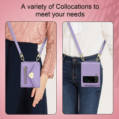 For Samsung Galaxy Z Flip4 POLA Love Buckle Multi-Card Slots Zipper Wallet Phone Case(Purple) - Galaxy Z Flip4 5G Cases by POLA | Online Shopping UK | buy2fix