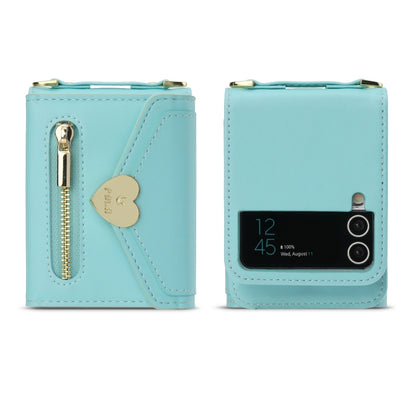 For Samsung Galaxy Z Flip4 POLA Love Buckle Multi-Card Slots Zipper Wallet Phone Case(Blue) - Galaxy Z Flip4 5G Cases by POLA | Online Shopping UK | buy2fix