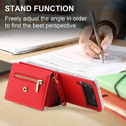 For Samsung Galaxy Z Flip4 POLA Love Buckle Multi-Card Slots Zipper Wallet Phone Case(Red) - Galaxy Z Flip4 5G Cases by POLA | Online Shopping UK | buy2fix