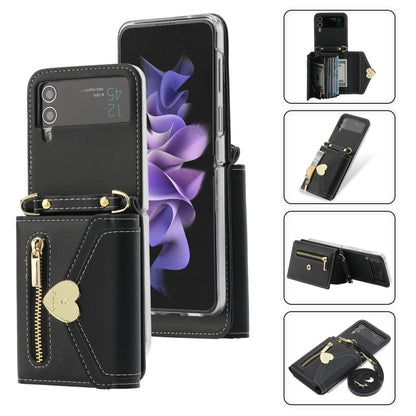 For Samsung Galaxy Z Flip4 POLA Love Buckle Multi-Card Slots Zipper Wallet Phone Case(Black) - Galaxy Z Flip4 5G Cases by POLA | Online Shopping UK | buy2fix
