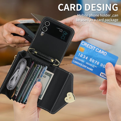 For Samsung Galaxy Z Flip4 POLA Love Buckle Multi-Card Slots Zipper Wallet Phone Case(Black) - Galaxy Z Flip4 5G Cases by POLA | Online Shopping UK | buy2fix