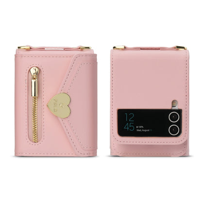 For Samsung Galaxy Z Flip3 5G POLA Love Buckle Multi-Card Slots Zipper Wallet Phone Case(Pink) - Galaxy Phone Cases by POLA | Online Shopping UK | buy2fix