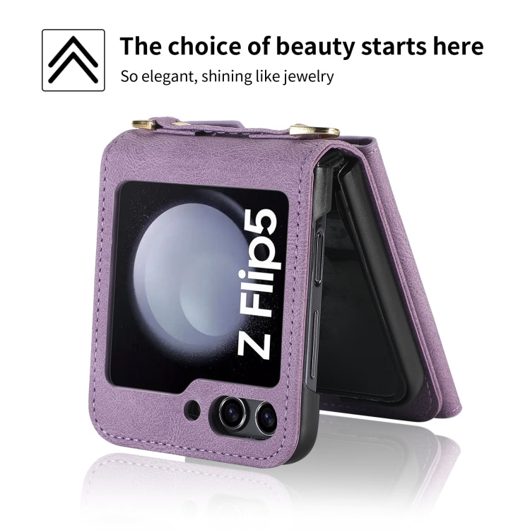 For Samsung Galaxy Z Flip5 POLA Skin Feel Multi-Card Slots Zipper Wallet Phone Case(Purple) - Galaxy Z Flip5 Cases by POLA | Online Shopping UK | buy2fix