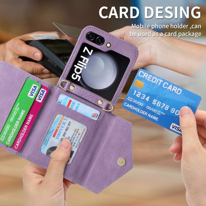 For Samsung Galaxy Z Flip5 POLA Skin Feel Multi-Card Slots Zipper Wallet Phone Case(Purple) - Galaxy Z Flip5 Cases by POLA | Online Shopping UK | buy2fix