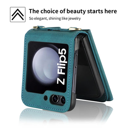 For Samsung Galaxy Z Flip5 POLA Skin Feel Multi-Card Slots Zipper Wallet Phone Case(Green) - Galaxy Z Flip5 Cases by POLA | Online Shopping UK | buy2fix