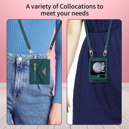 For Samsung Galaxy Z Flip5 POLA Skin Feel Multi-Card Slots Zipper Wallet Phone Case(Green) - Galaxy Z Flip5 Cases by POLA | Online Shopping UK | buy2fix