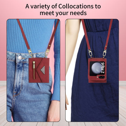 For Samsung Galaxy Z Flip5 POLA Skin Feel Multi-Card Slots Zipper Wallet Phone Case(Red) - Galaxy Z Flip5 Cases by POLA | Online Shopping UK | buy2fix