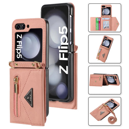 For Samsung Galaxy Z Flip5 POLA Skin Feel Multi-Card Slots Zipper Wallet Phone Case(Rose Gold) - Galaxy Z Flip5 Cases by POLA | Online Shopping UK | buy2fix