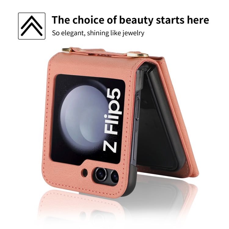 For Samsung Galaxy Z Flip5 POLA Skin Feel Multi-Card Slots Zipper Wallet Phone Case(Rose Gold) - Galaxy Z Flip5 Cases by POLA | Online Shopping UK | buy2fix