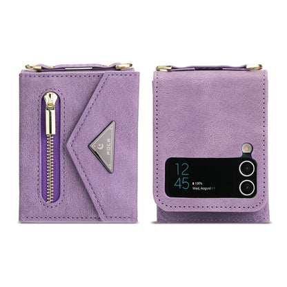 For Samsung Galaxy Z Flip4 POLA Skin Feel Multi-Card Slots Zipper Wallet Phone Case(Purple) - Galaxy Z Flip4 5G Cases by POLA | Online Shopping UK | buy2fix
