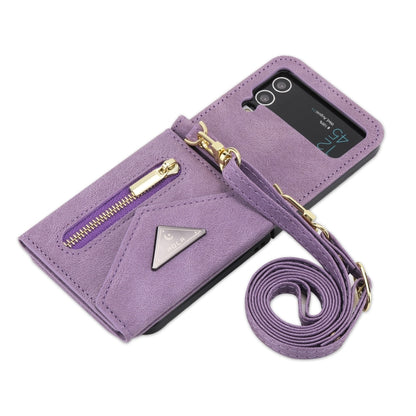 For Samsung Galaxy Z Flip4 POLA Skin Feel Multi-Card Slots Zipper Wallet Phone Case(Purple) - Galaxy Z Flip4 5G Cases by POLA | Online Shopping UK | buy2fix